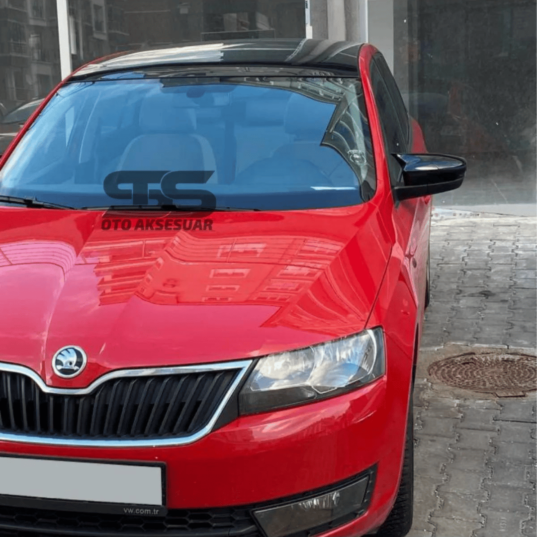 Skoda Rapid 2015-2017 Uyumlu Batman Yarasa Ayna Kapağı Piano Black Abs Plastik