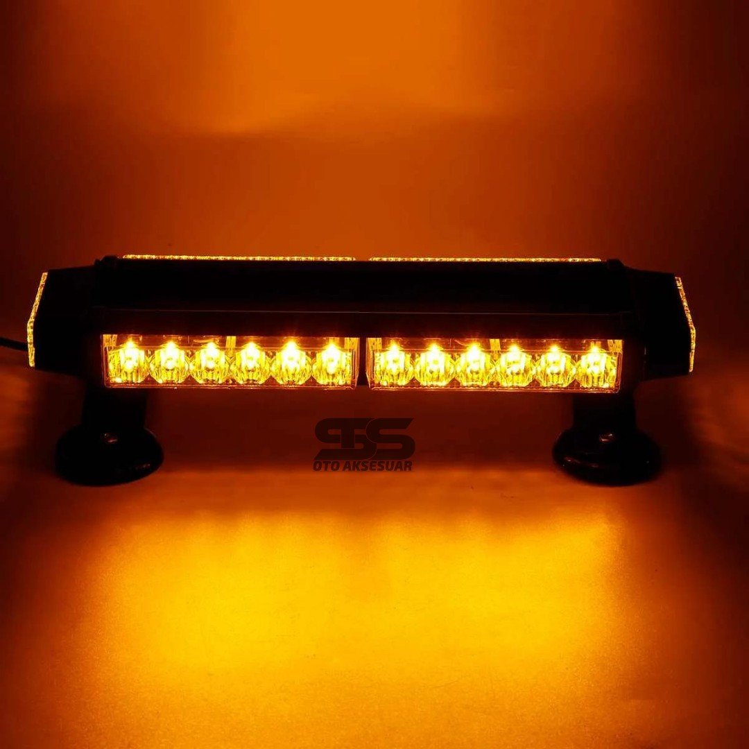 Tepe Lamba 4 Yönlü Turuncu Çakarlı Ikaz Lambası 28 Farklı Modlu Manyetik Mıknatıslı Tepe Lambası 30 Led Çakmaklık Girişli