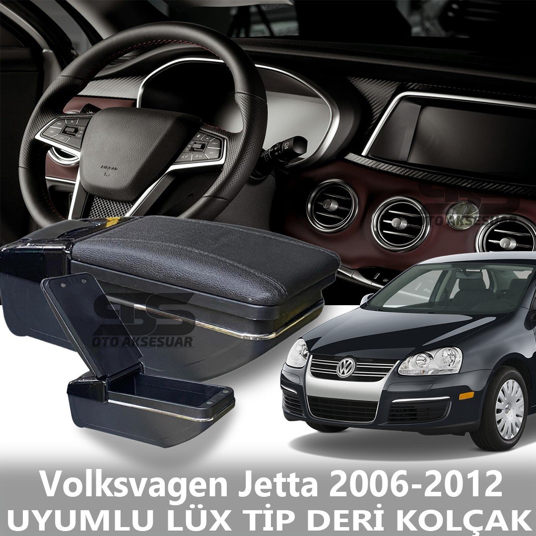 Volksvagen Jetta 2006-2012 Uyumlu Premium  Deri Kol Dayama Kolçak Lüx Tip 