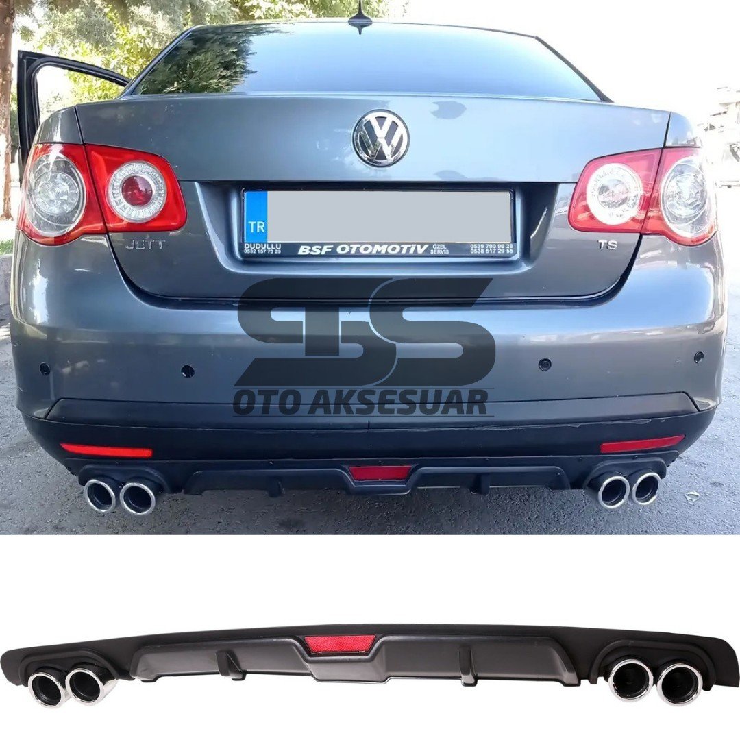 Volkswagen Jetta mk5 Difüzör Arka Tampon Eki 4 Egzoz Çıkışlı Siyah