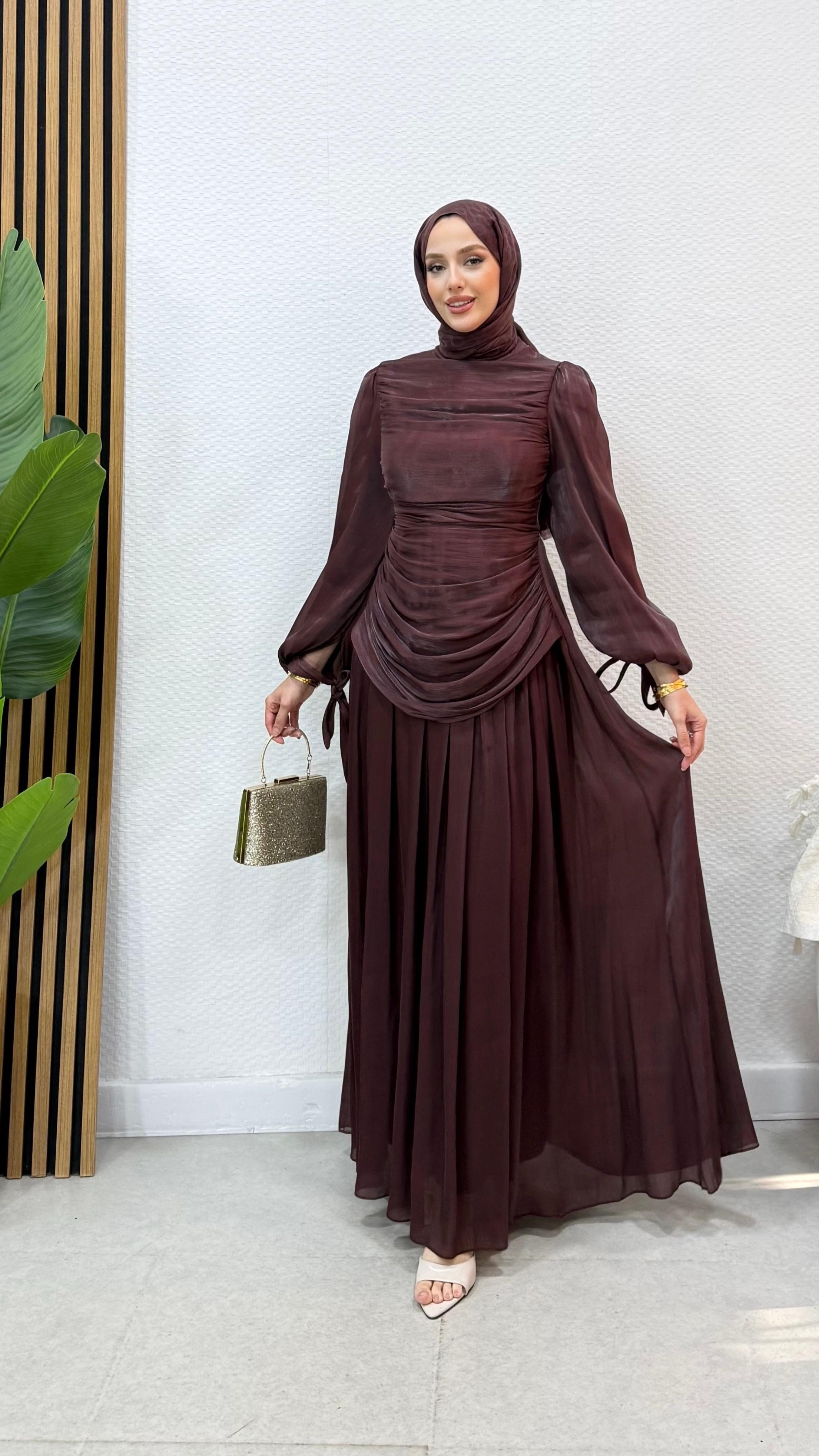 Liora Janjan Tesettür Abiye - Mürdüm