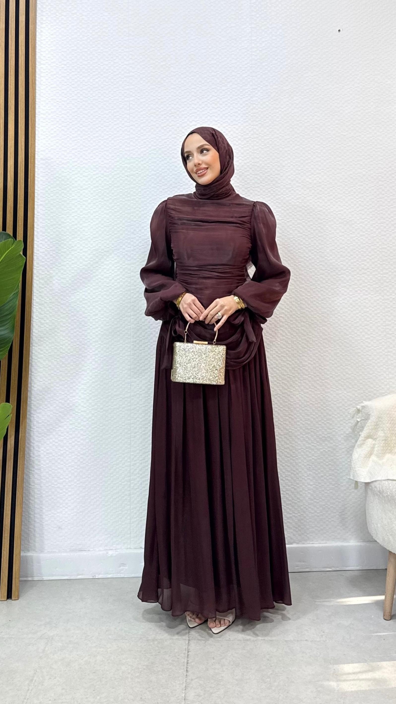 Liora Janjan Tesettür Abiye - Mürdüm