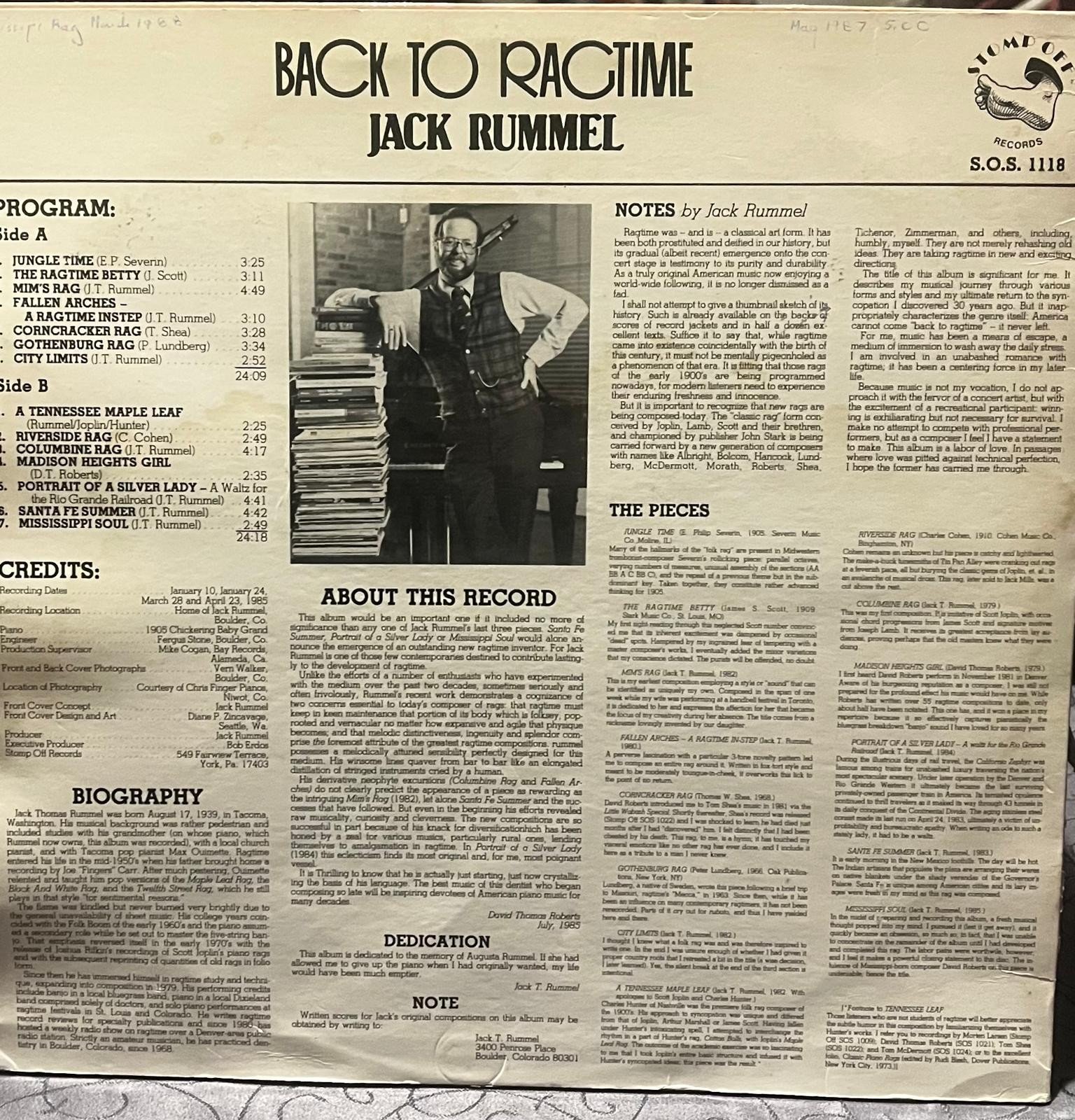 “Back to Ragtime – Jack Rummel”