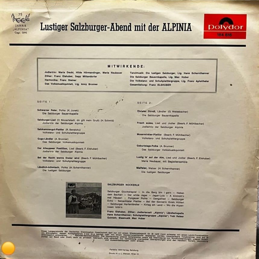 Lustiger Salzburger-Abend mit der ALPINIA (Polydor 184 616)