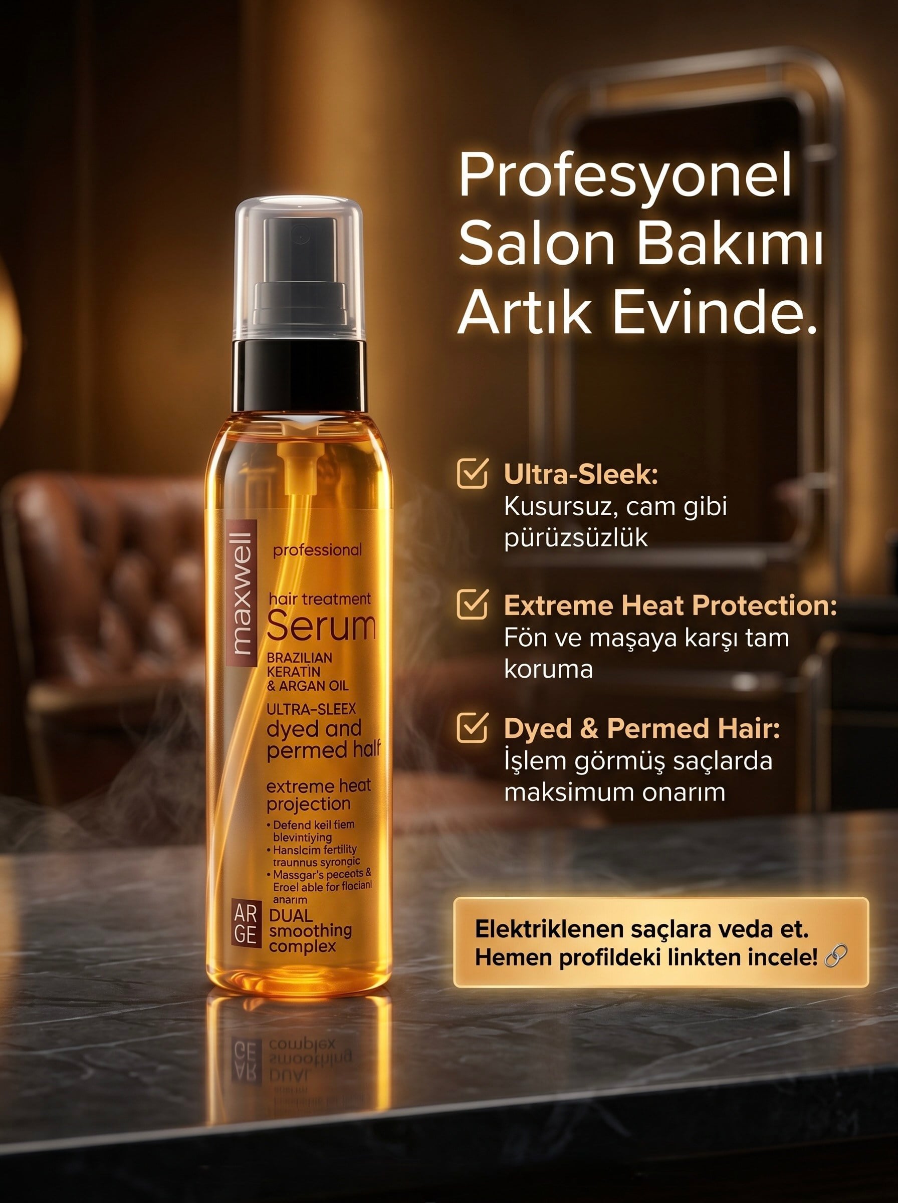 Brezilya Keratin & Argan Yağlı Saç Bakım Serumu