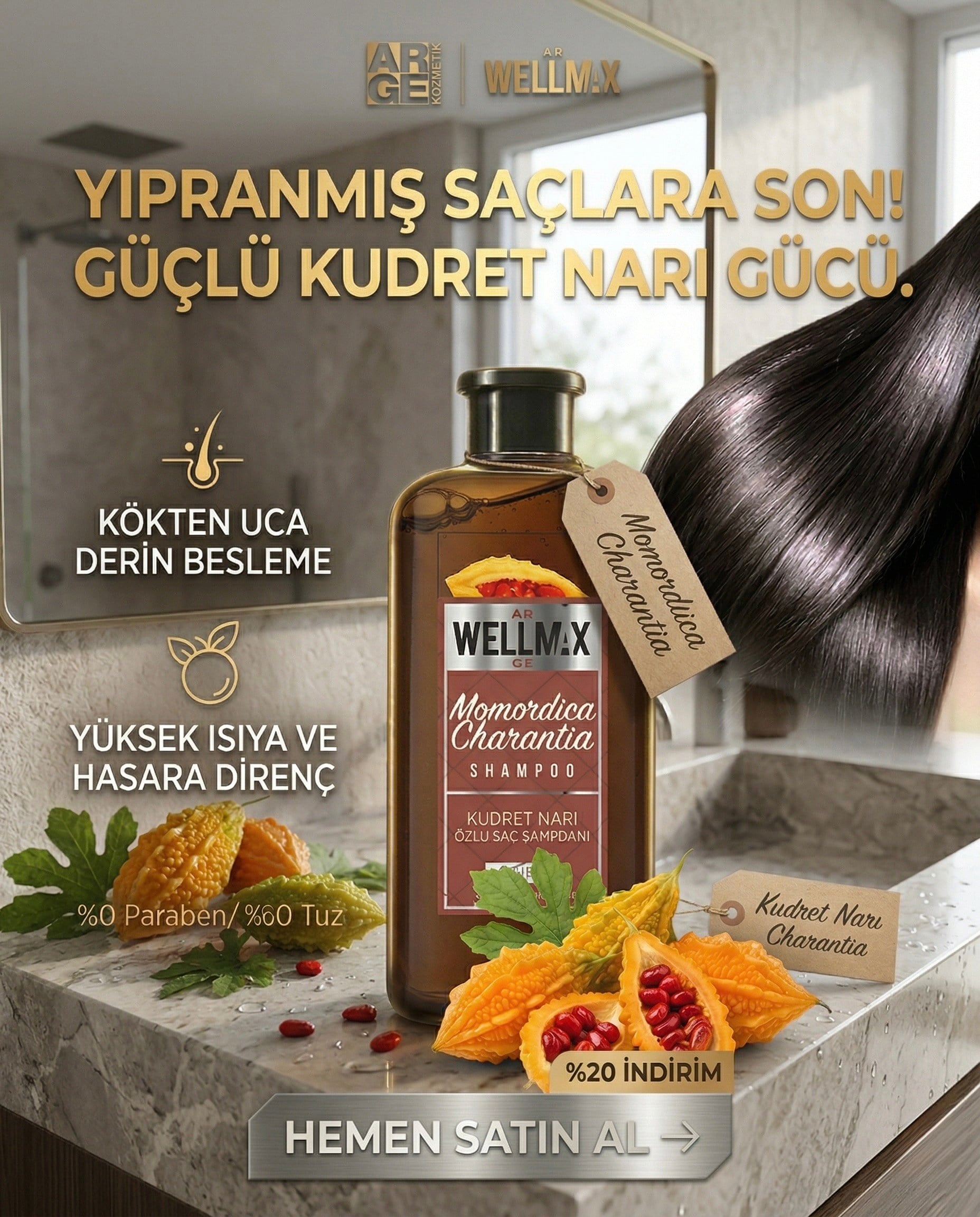 Kudret Narı Şampuanı – Saç ve Saç Derisi Bakımı İçin Tuzsuz Parabensiz Şampuan
