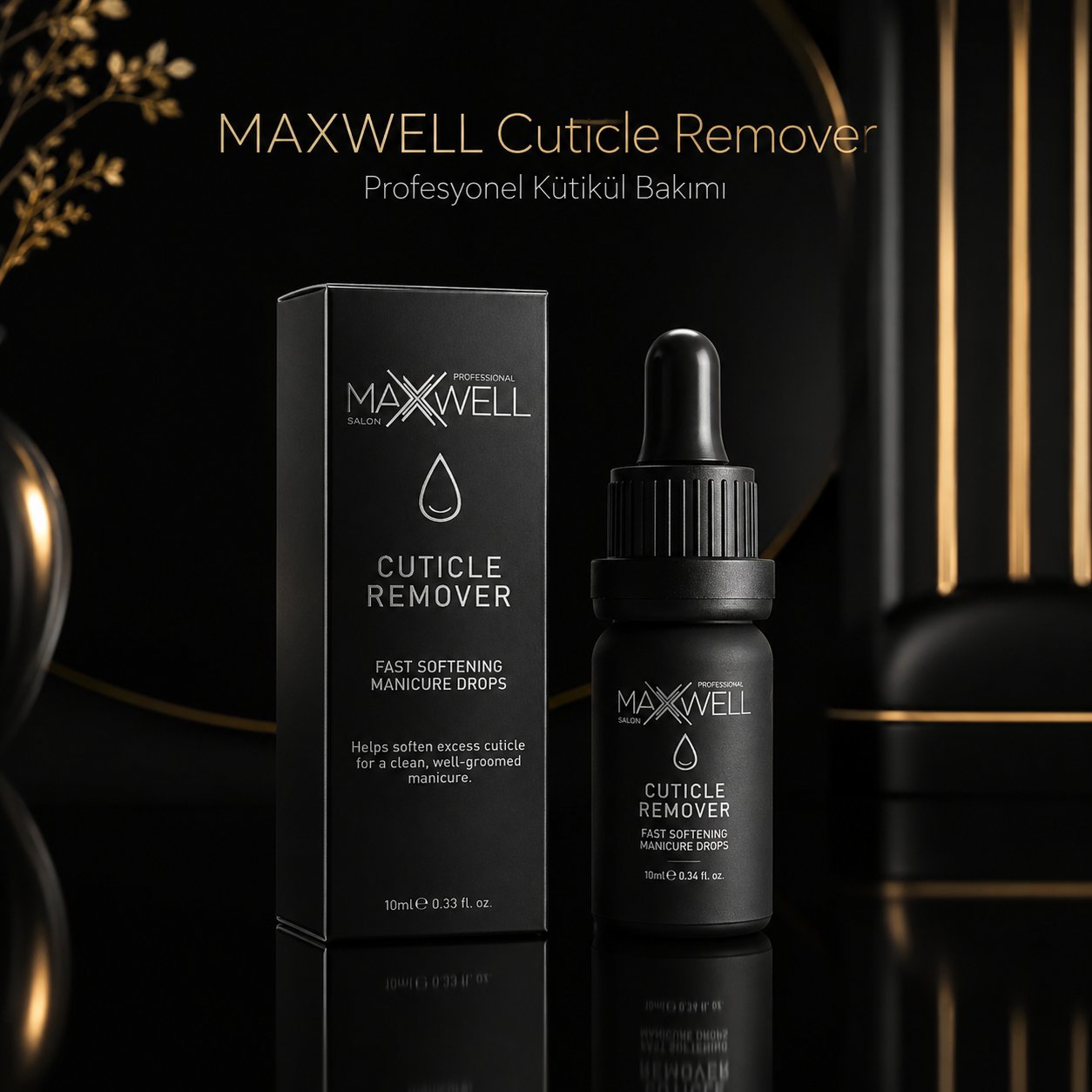 Maxwell Professional Cuticle Remover Tırnak Eti Temizleyici 10ml, Kesme Gerektirmeyen Hızlı Kütikül Yumuşatıcı, Manikür ve Pedikür İçin Profesyonel Tırnak Eti Çıkarıcı