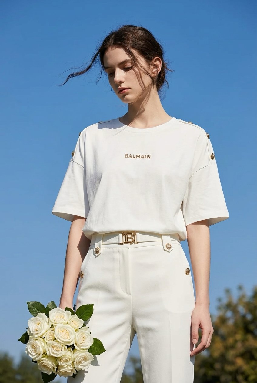 BALMAN Omuz Düğme Detaylı Oversize T-Shirt