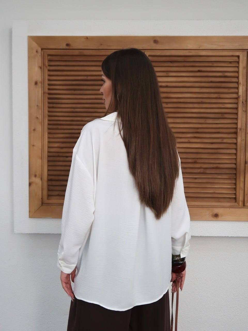 BEYAZ Tiril Tiril Oversize Gömlek