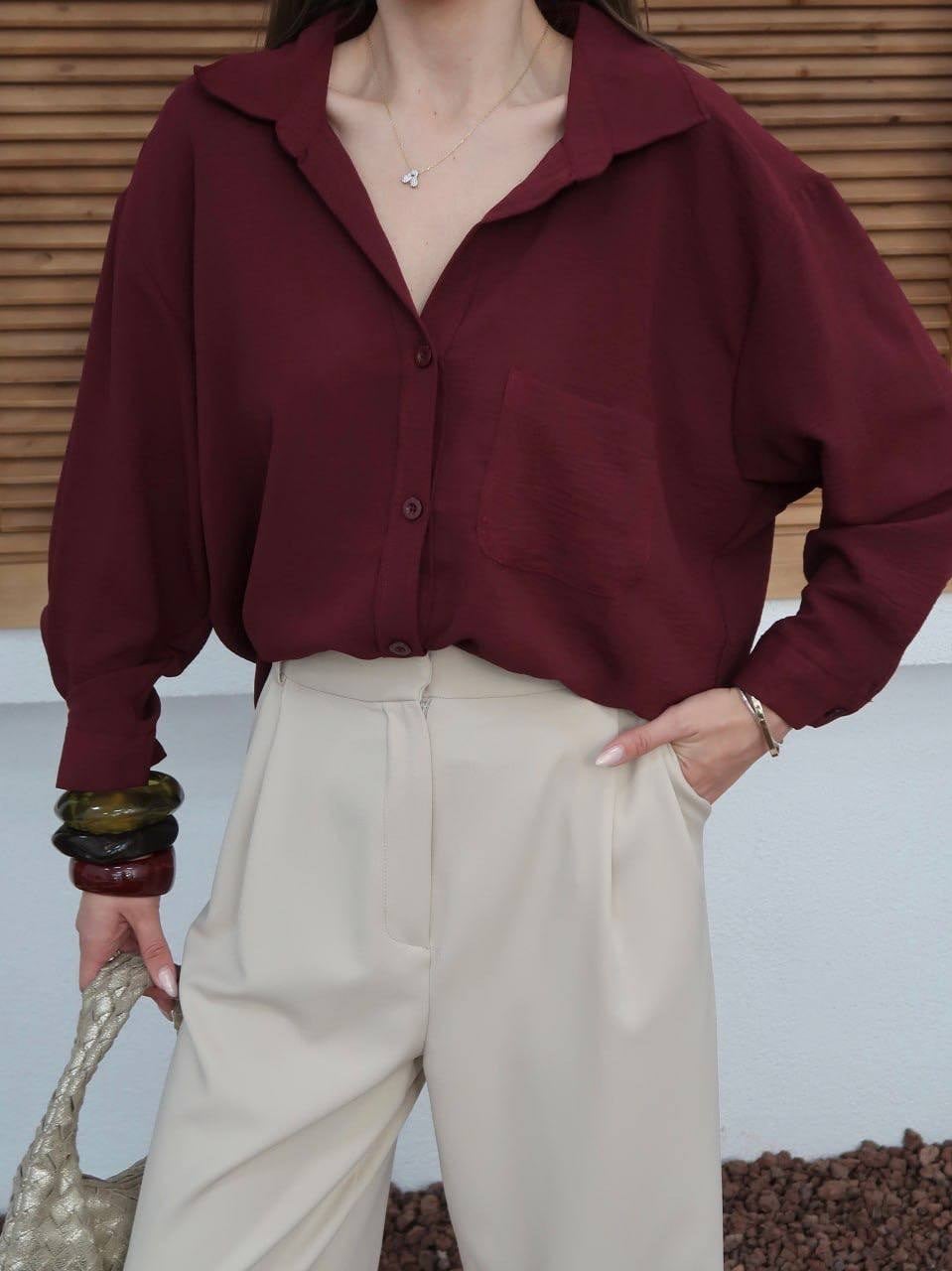 BORDO Tiril Tiril Oversize Gömlek