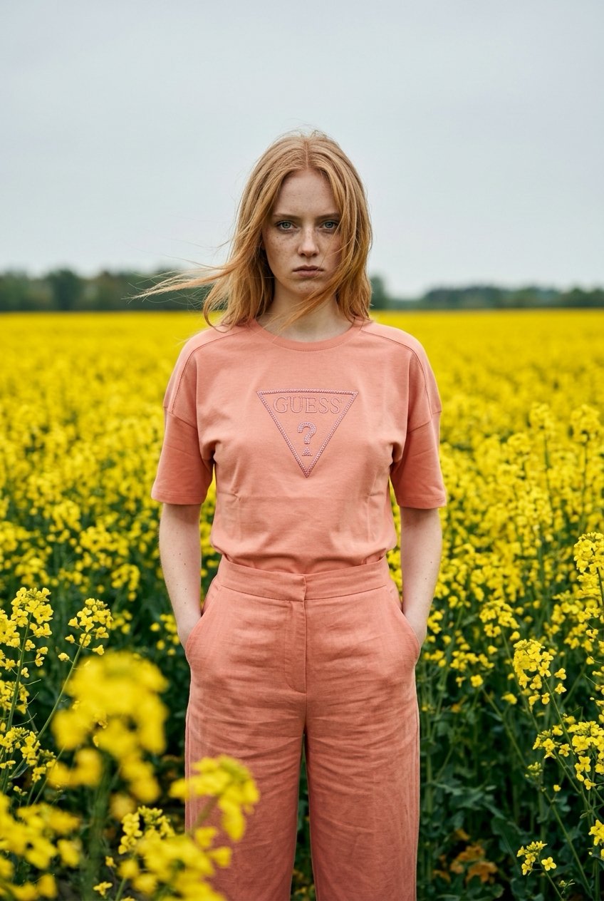 GESS Oversize Taşlı Logo Detaylı T-Shirt - PEMBE
