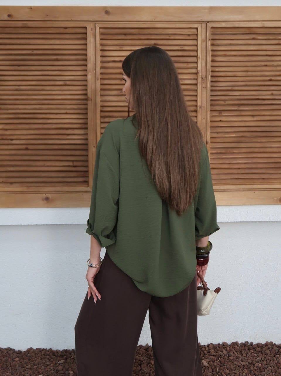 HAKİ Tiril Tiril Oversize Gömlek