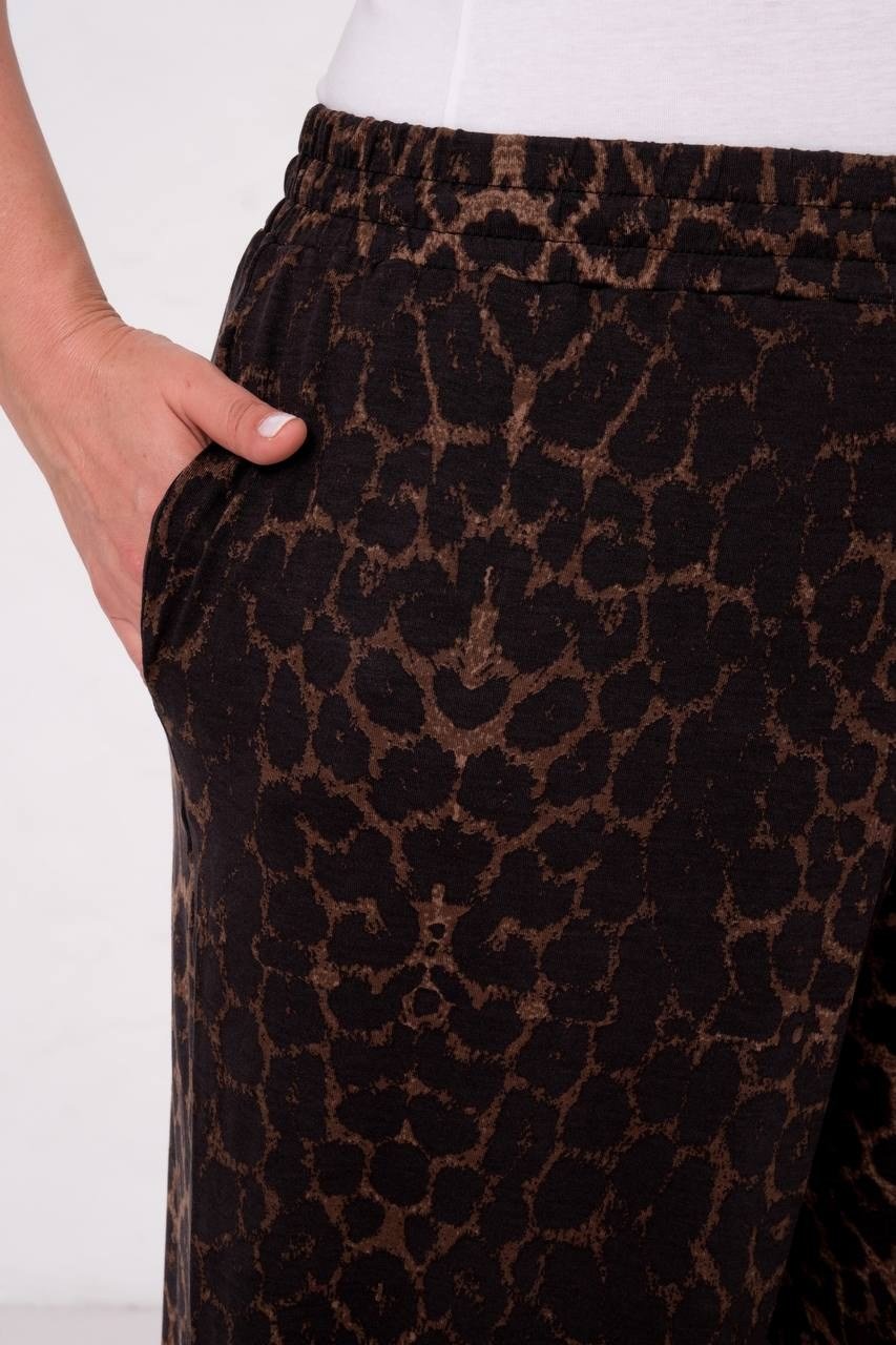 LEOPAR  BÜYÜK BEDEN Likralı Penye Şalvar Pantolon
