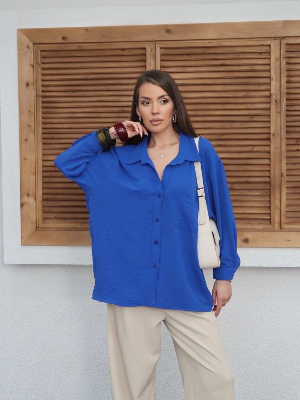 MAVİ  Tiril Tiril Oversize Gömlek