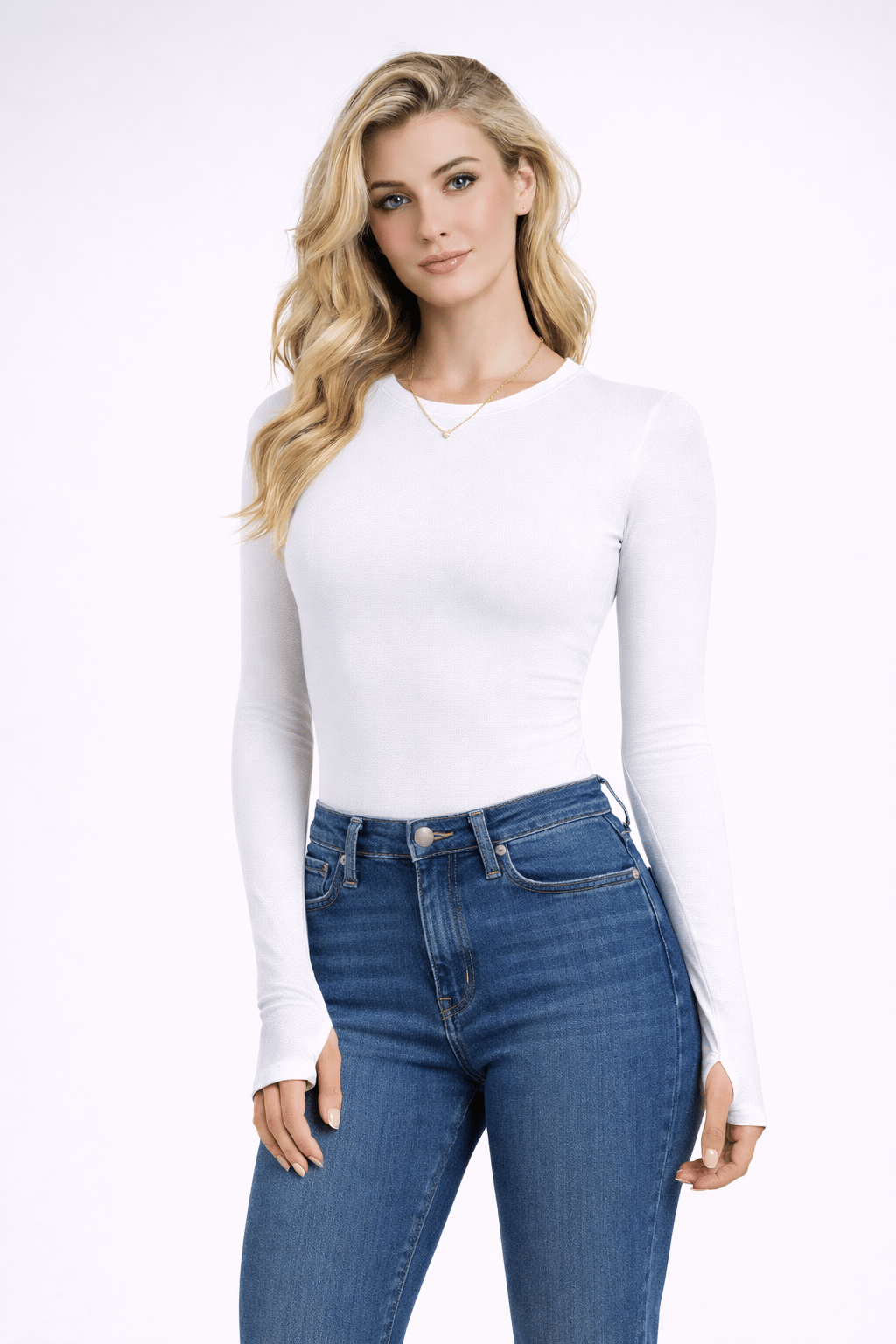 Oysho BEYAZ Parmak Geçmeli Likralı Body
