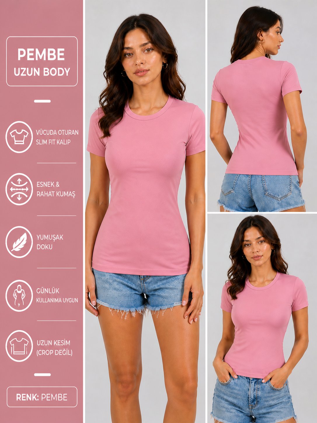 PEMBE alo Kısa Kollu Body 