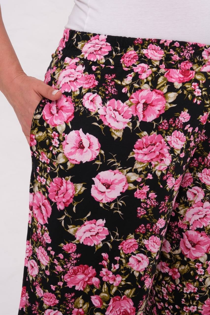 PEMBE GÜL  BÜYÜK BEDEN Likralı Penye Şalvar Pantolon