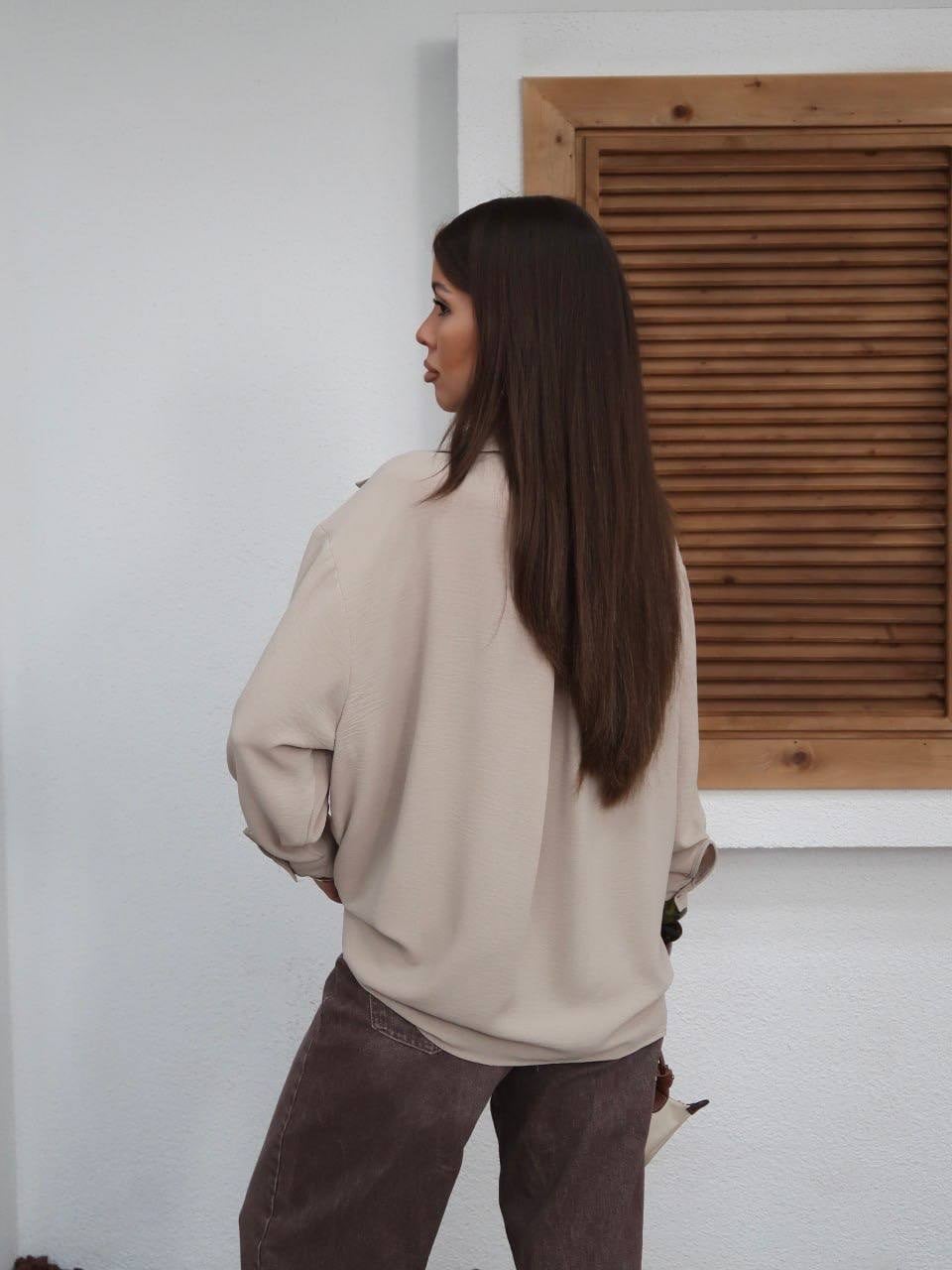 TAŞ BEJİ  Tiril Tiril Oversize Gömlek