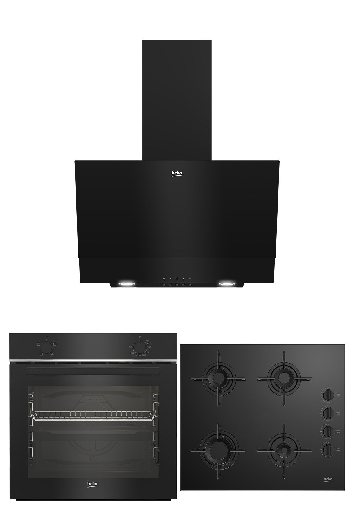 Beko Siyah 3'lü Ankastre Set (BFC 210 S + BOCD T 6010 ESR + BDE 6050 S)