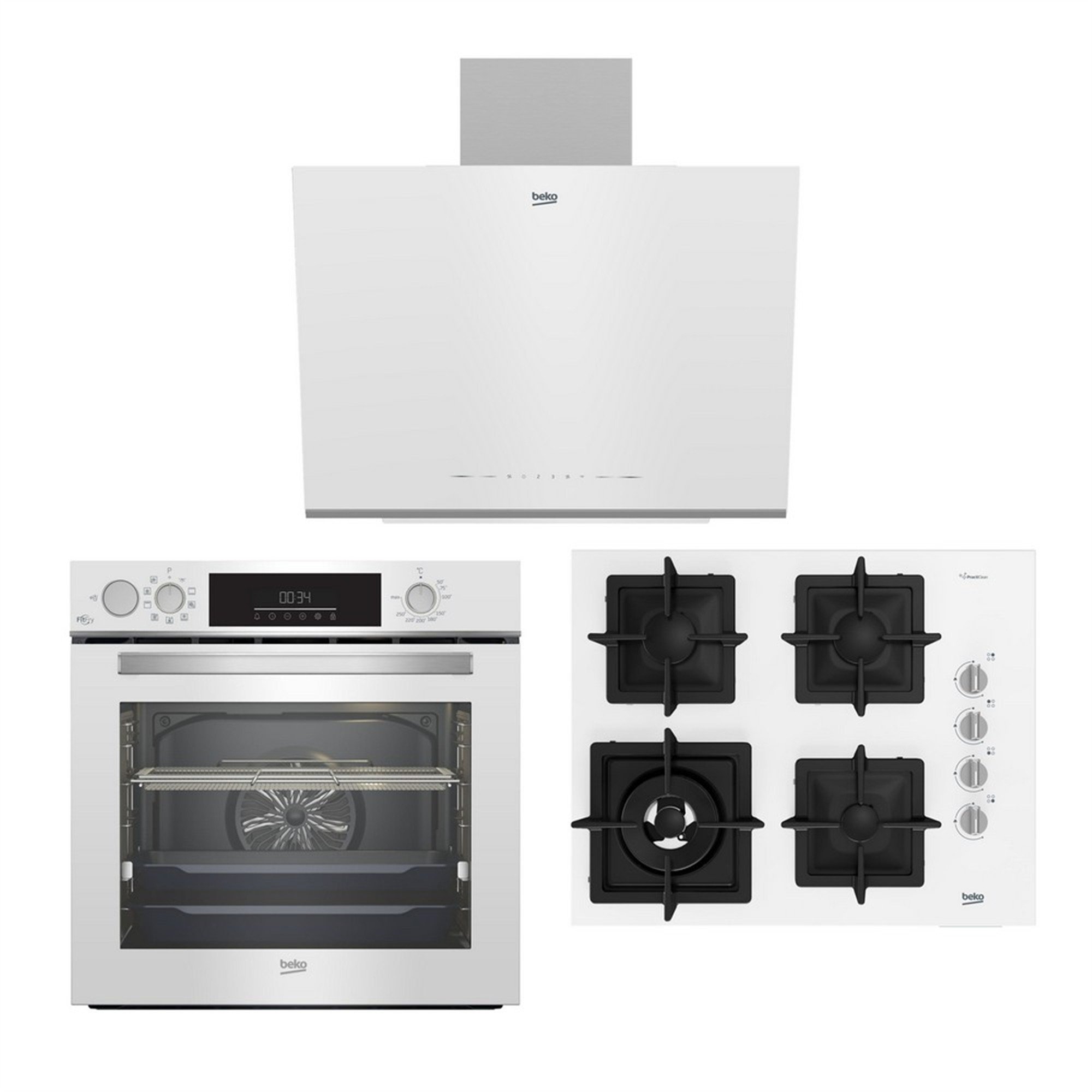 DÖKÜM WOK OCAKLI BEYAZ BUHARLI ANKASTRE SET ( BFC 632 B + BOCD K 6510 DWYB + BDE 6062 B )