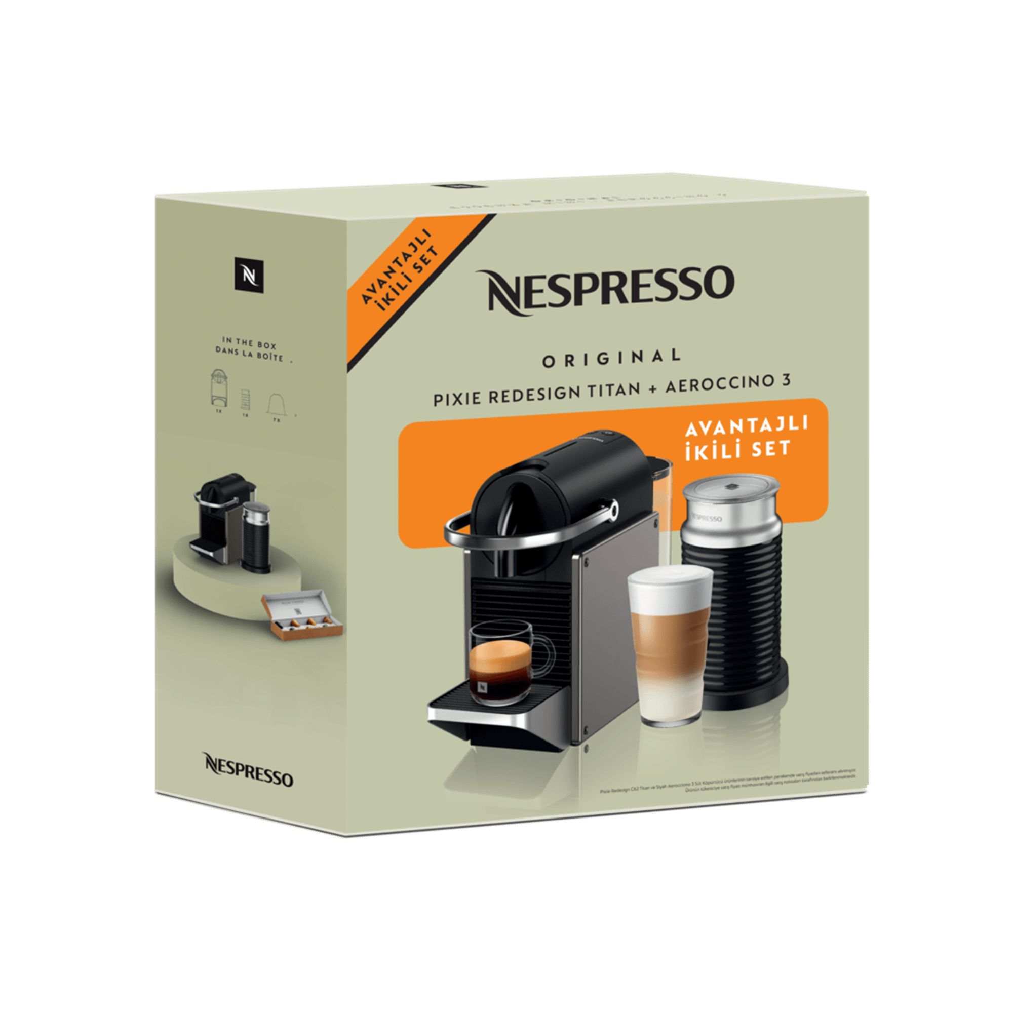 Nespresso Pixie Titan ve Aeroccino 3 Espresso Makinesi