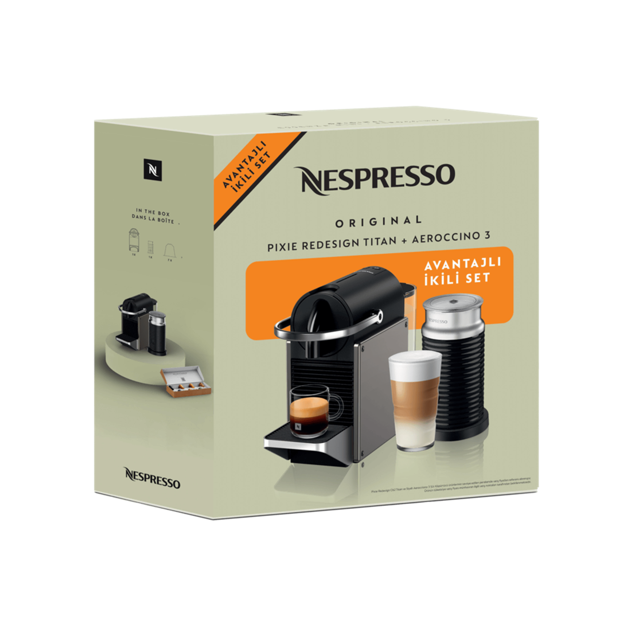 Nespresso Pixie Titan ve Aeroccino 3 Espresso Makinesi