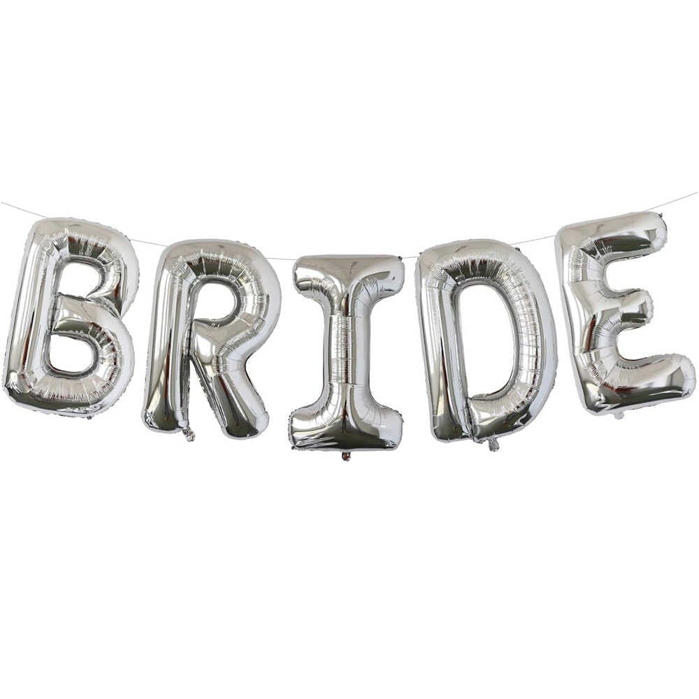  Gümüş Bride Yazılı Folyo Balon Set