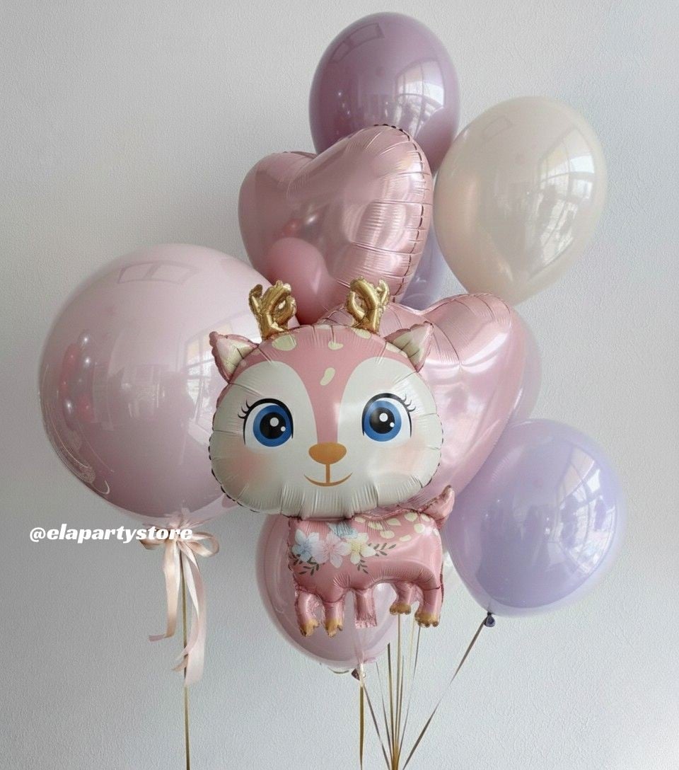  NEŞELİ PEMBE GEYİK FOLYO BALON KONSEPT