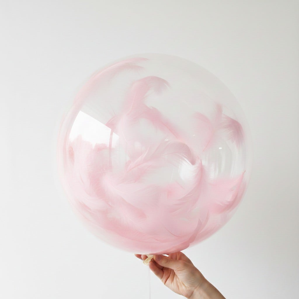 Pembe Tüylü Şeffaf Balon