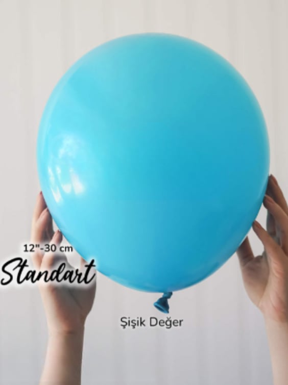 12 İnç Pastel Turkuaz Balon (10 Adet)