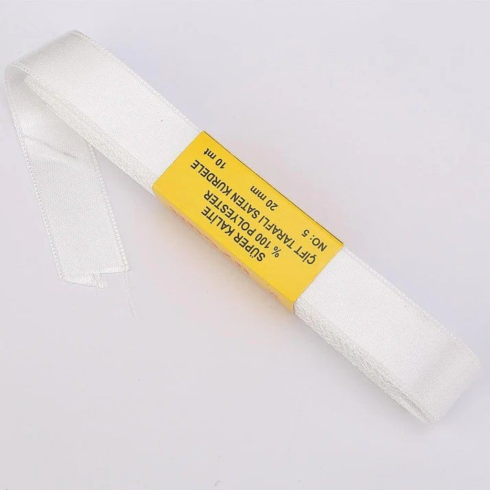 2 cm Saten Beyaz Kurdele