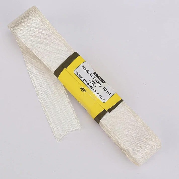 2 cm Saten Krem Kurdele