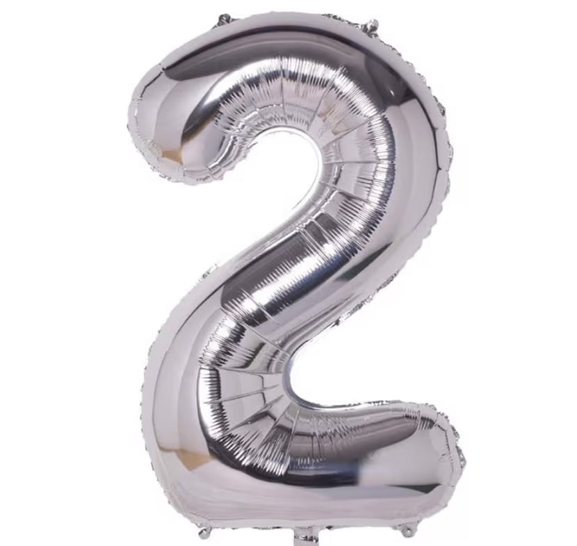 2 Gümüş Rakam Folyo Balon