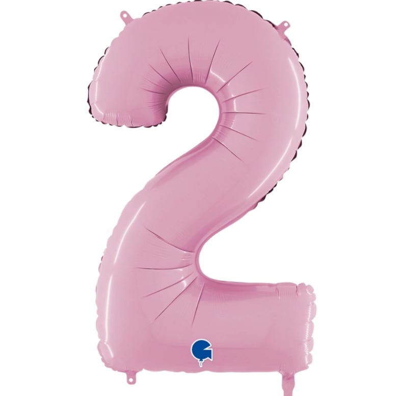 2 Pembe Saten Rakam Folyo Balon