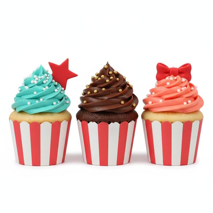 25'li Pastel Kırmızı Çizgili Cupcake Kek Kapsülü
