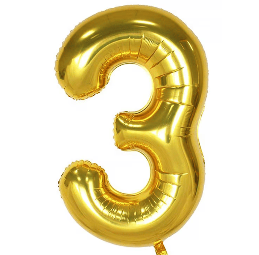 3 Gold Rakam Folyo Balon