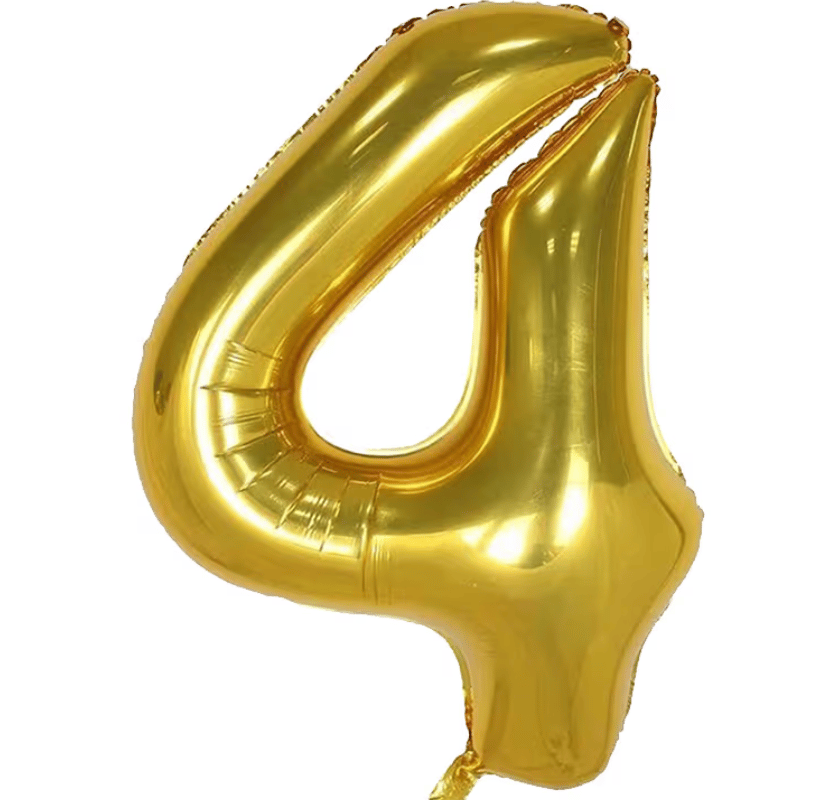 4 Gold Rakam Folyo Balon