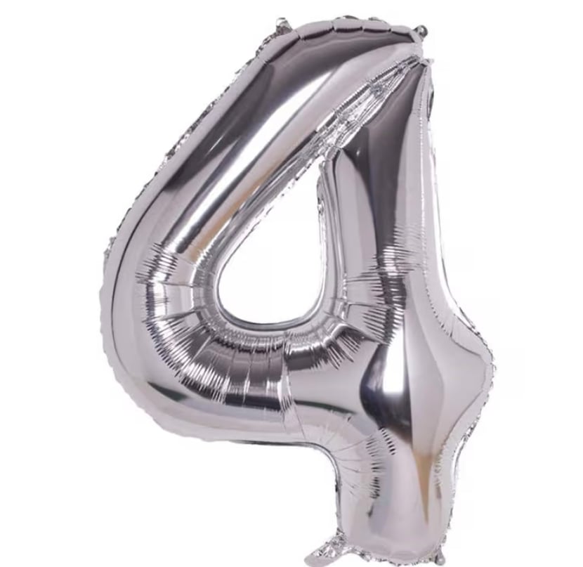 4 Gümüş Rakam Folyo Balon