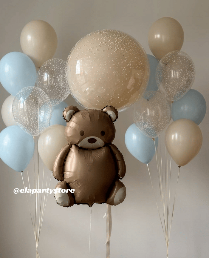BEBE MAVİ RETRO AYI FOLYO BALON KONSEPT