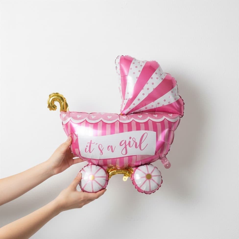 Bebek Arabası Pembe Folyo balon