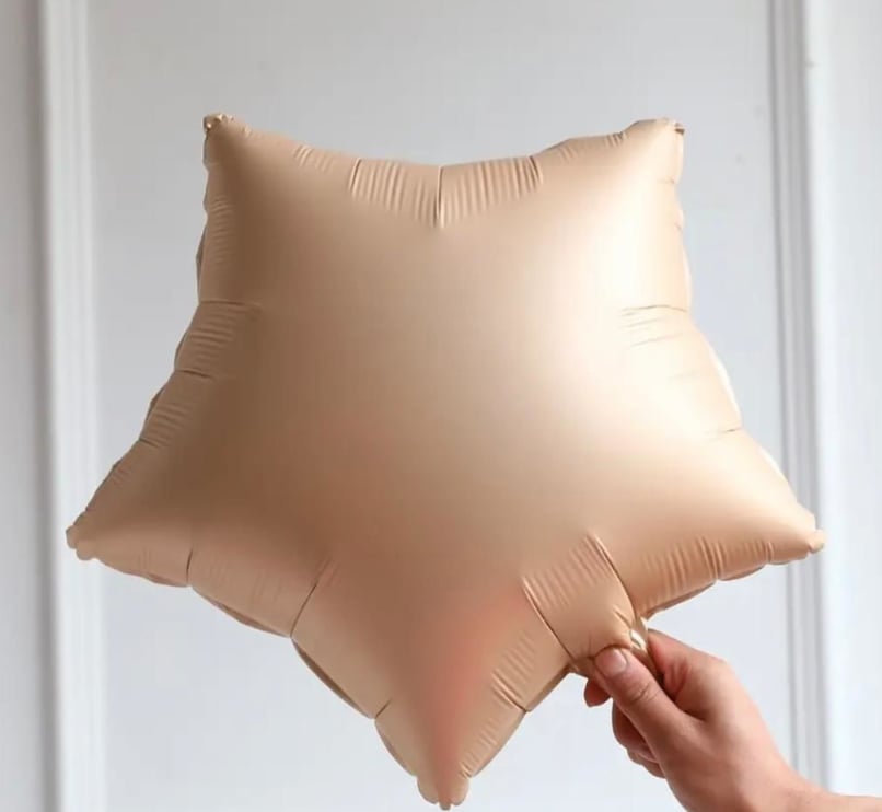 Bej Saten Yıldız Folyo Balon