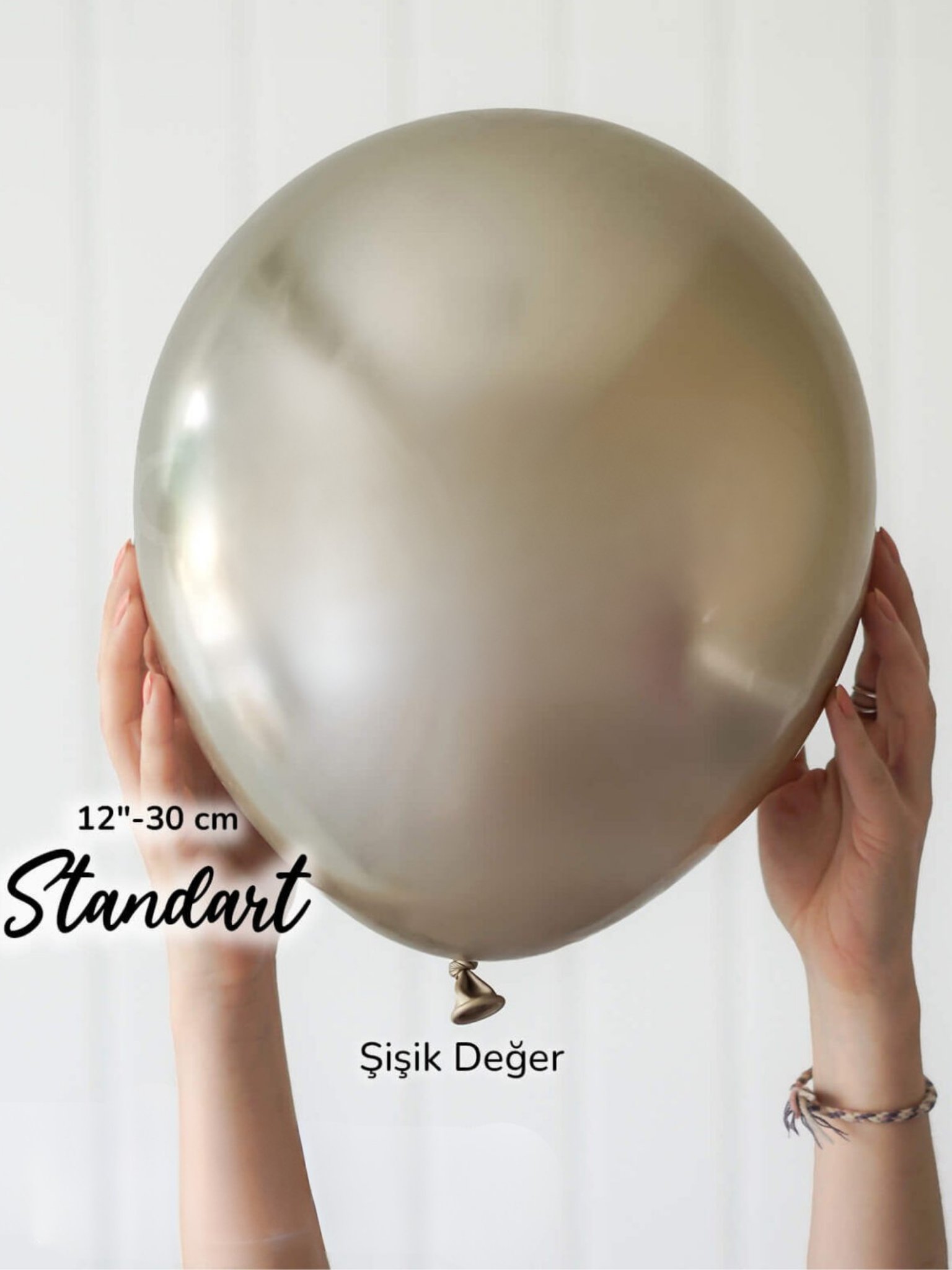 Beyaz Altın Krom Balon (5 Adet)