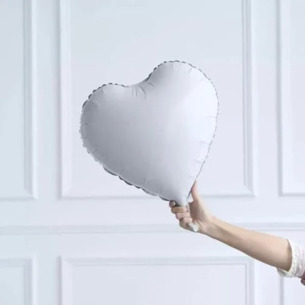 Beyaz Kalp Folyo Balon