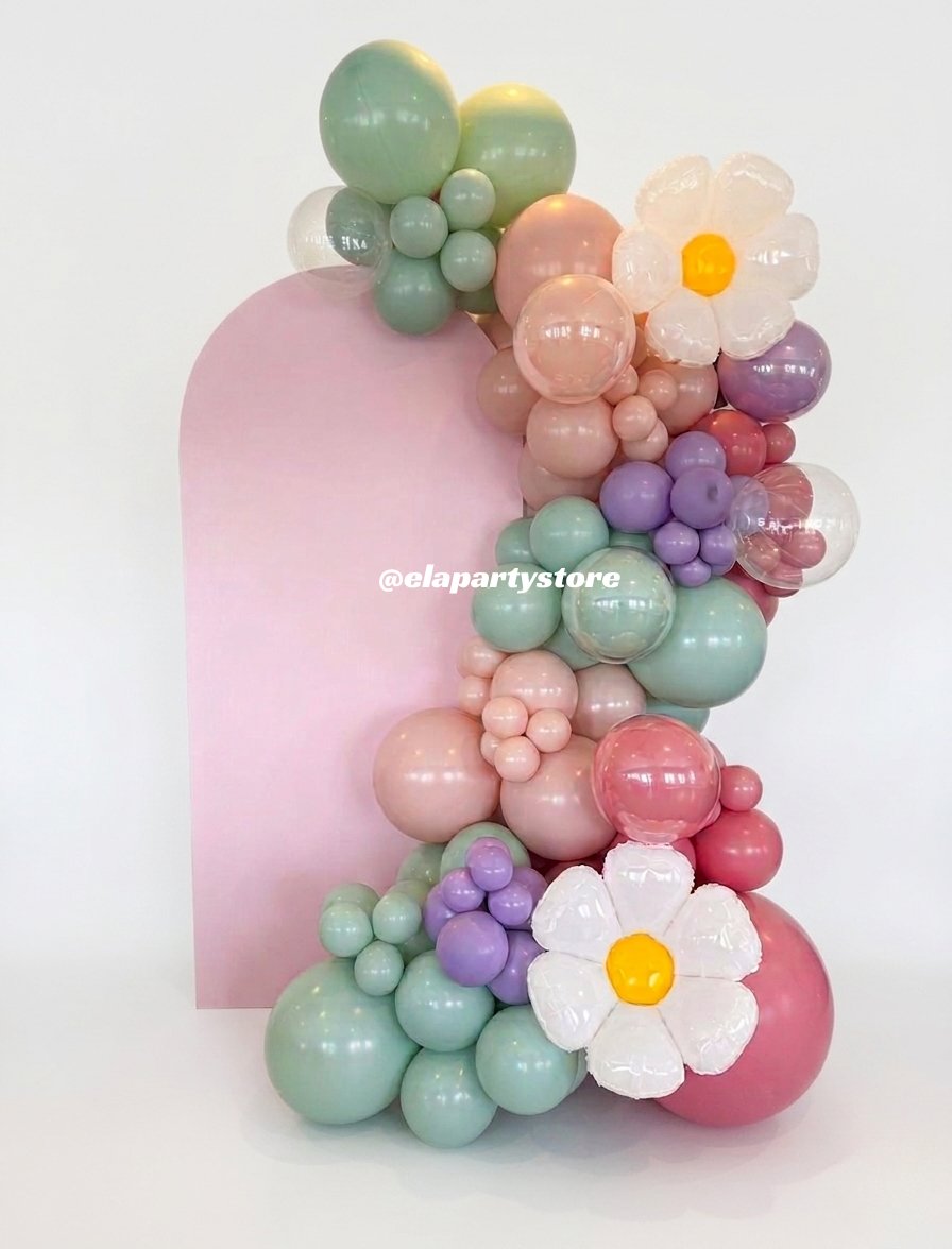 Boho Papatya Buketi Folyo Balon Konsept