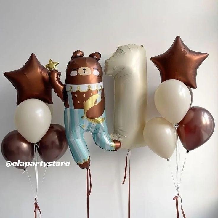 ÇİKOLATA YILDIZ TEDDY BEAR FOLYO BALON KONSEPT