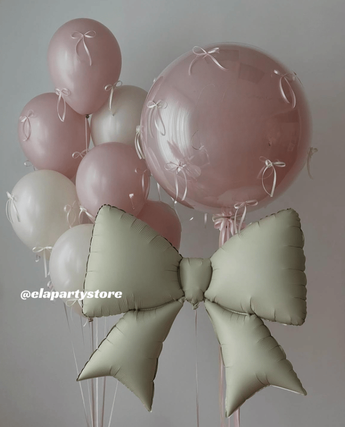 CREAM CUTE BOW BALON SETİ