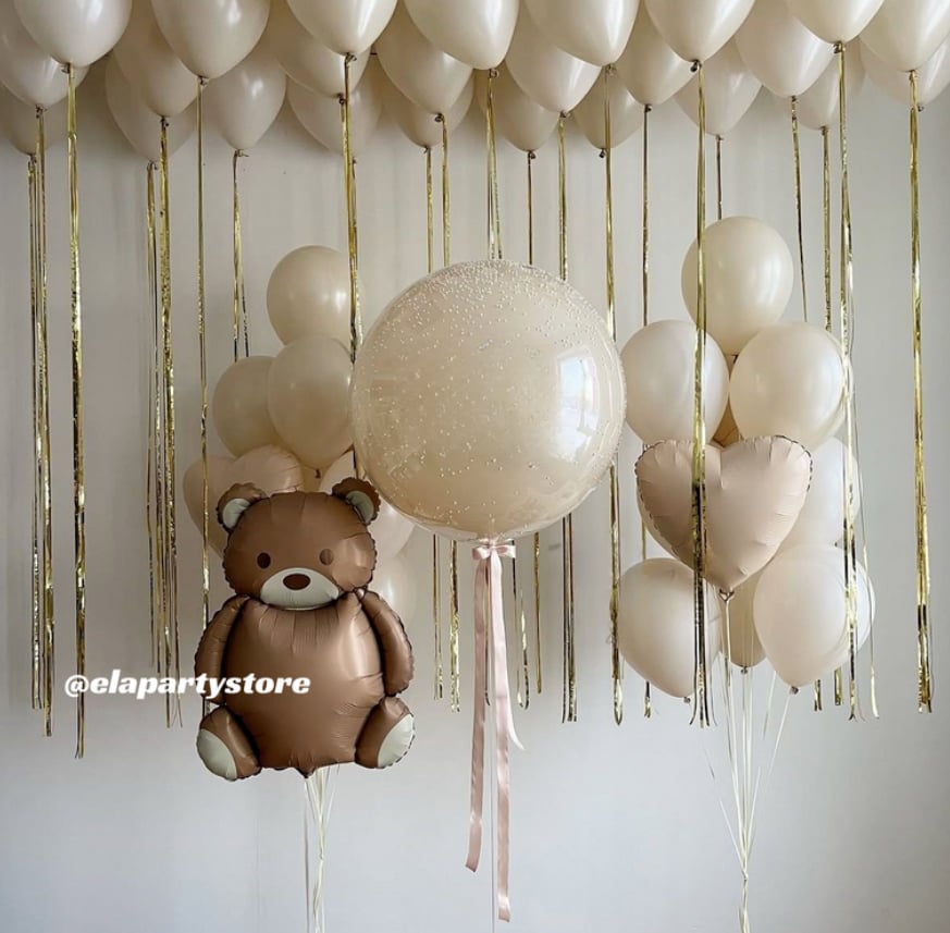 GOLD İPLİ RETRO AYI FOLYO BALON SET