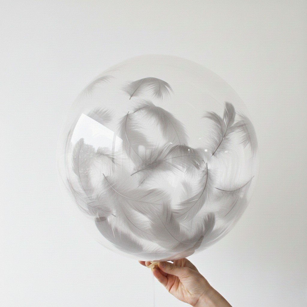 Gri Tüylü Şeffaf Balon
