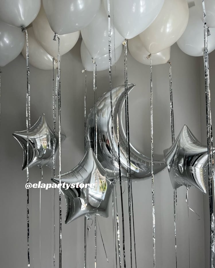 GÜMÜŞ AY YILDIZ FOLYO BALON KONSEPT