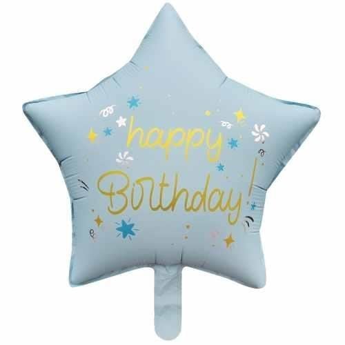 HAPPY BİRTHDAY MAVİ YILDIZ FOLYO BALON